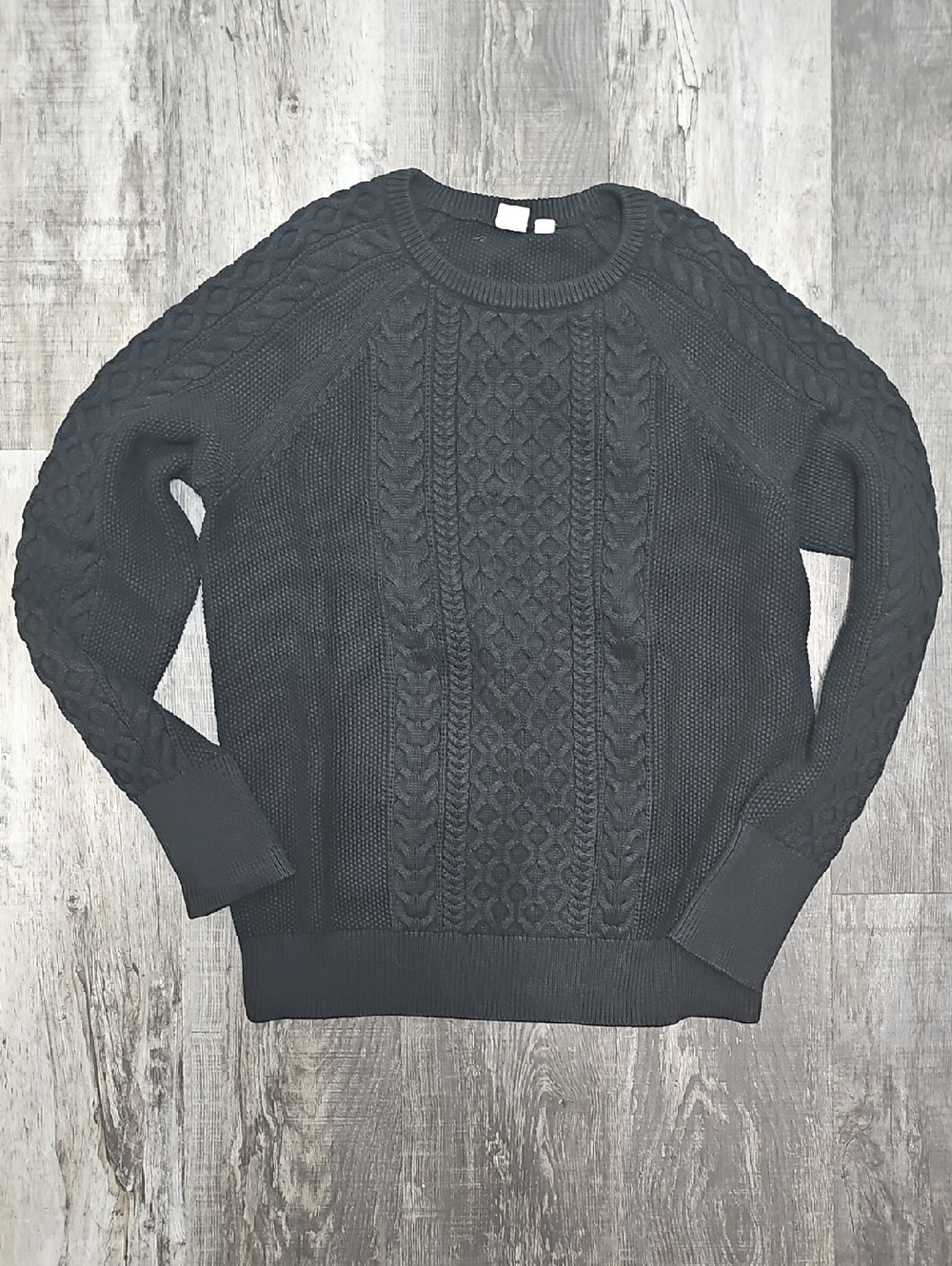 Women's GAP Black Cable Knit Crewneck Sweater XL